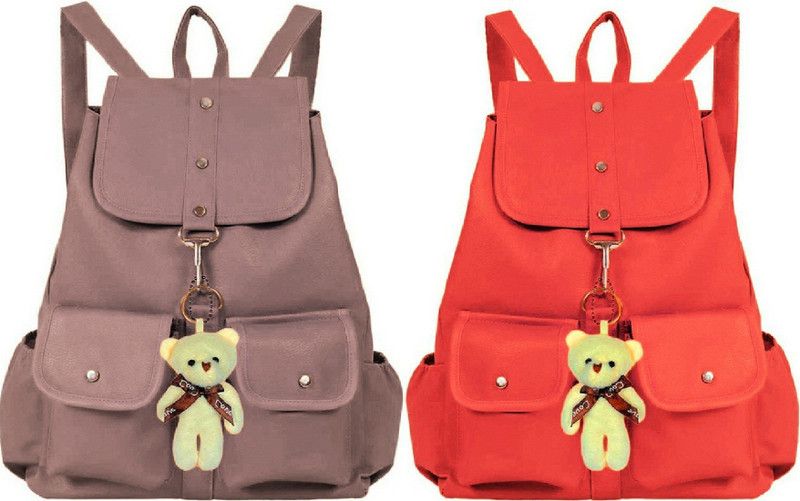 Latest Pu Leather Trendy Backpack Used For Women & Girls Backpack 7 L No Backpack  (Khaki, Orange)