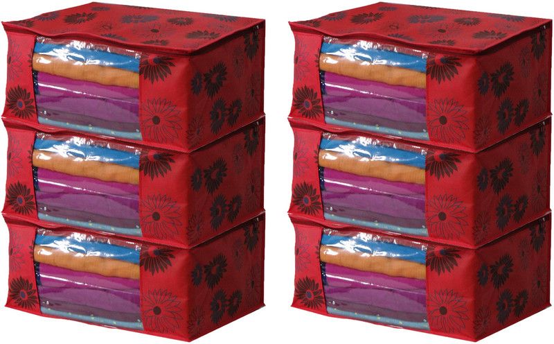 Lonekart designer Cloths organizer saree cover storage bags pack of 6 RF-6  (Red)