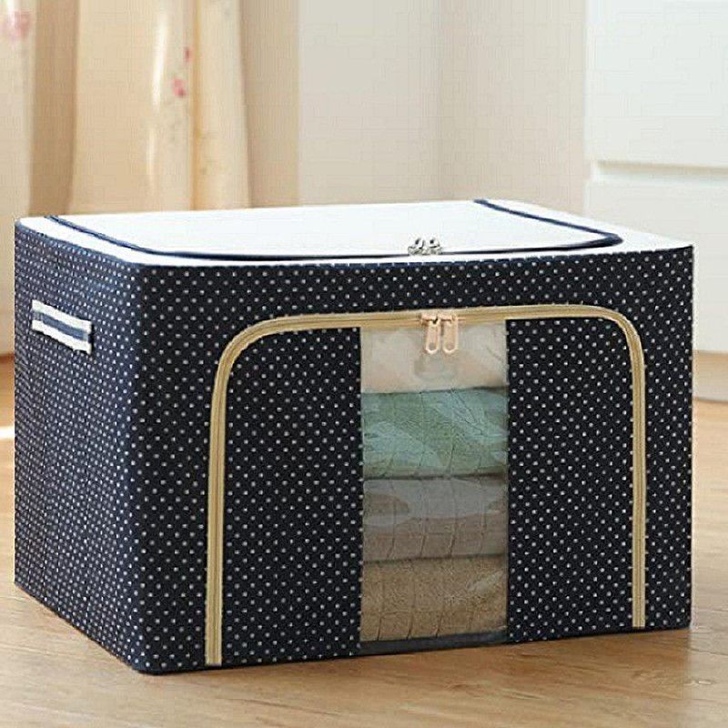 ELITEHOME 66 Ltr Foldable Clothes Organizer Box Wardrobe Cloth Organiser Bag Pack of 1  (Blue)
