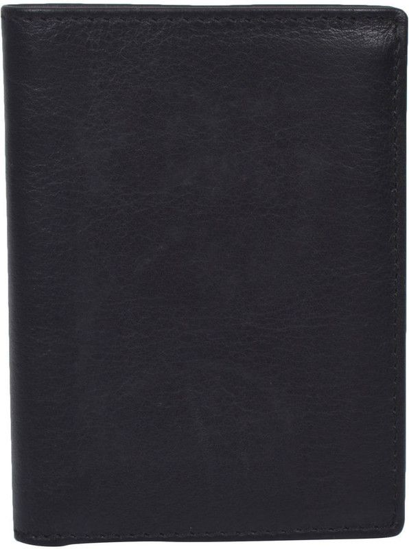 Men Black Genuine Leather Wallet - Mini  (9 Card Slots)