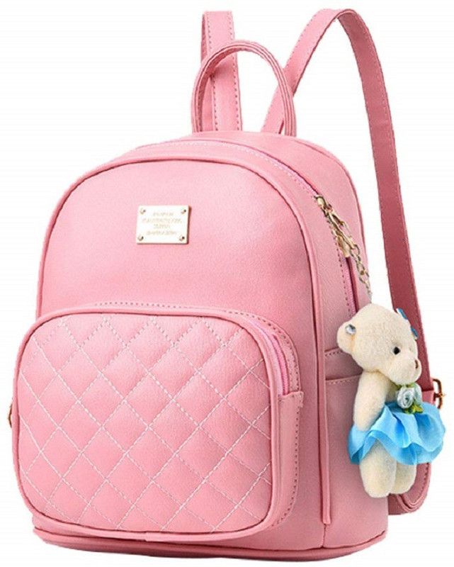 Small 10 L Backpack PU LEATHER BACKPACK,SCHOOL BACKPACK,TRAVEL BACKPACK  (Pink)