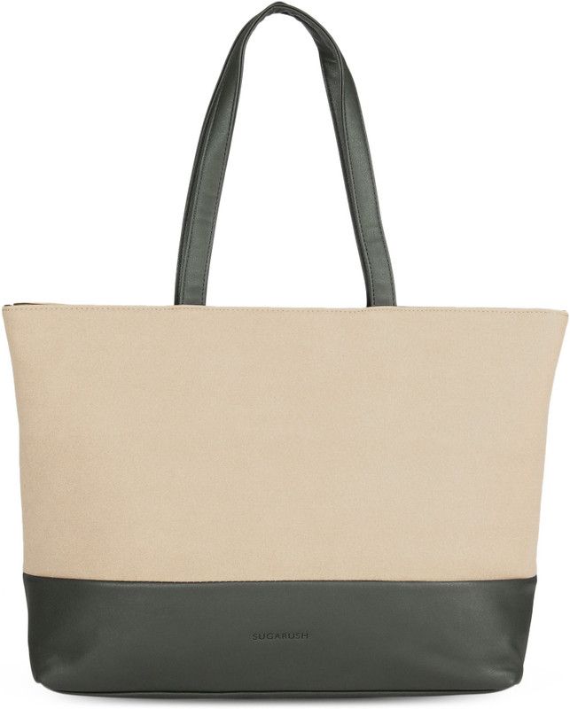 Women Green, Beige Tote - Extra Spacious