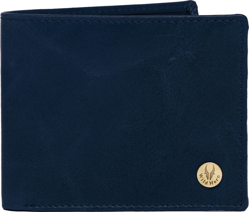 Men Casual Blue Genuine Leather RFID Wallet - Regular Size  (5 Card Slots)