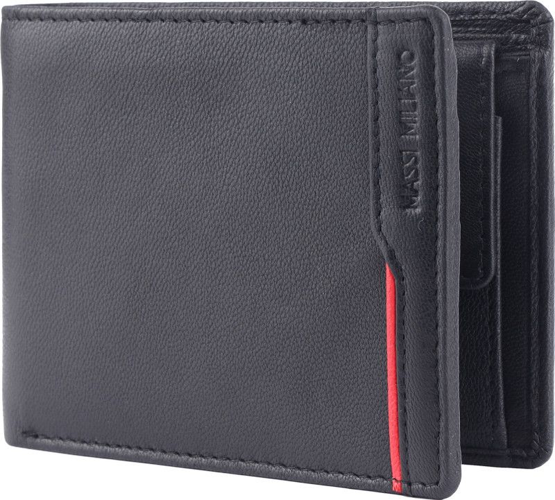 Men Formal Black Genuine Leather RFID Wallet - Regular Size  (3 Card Slots)