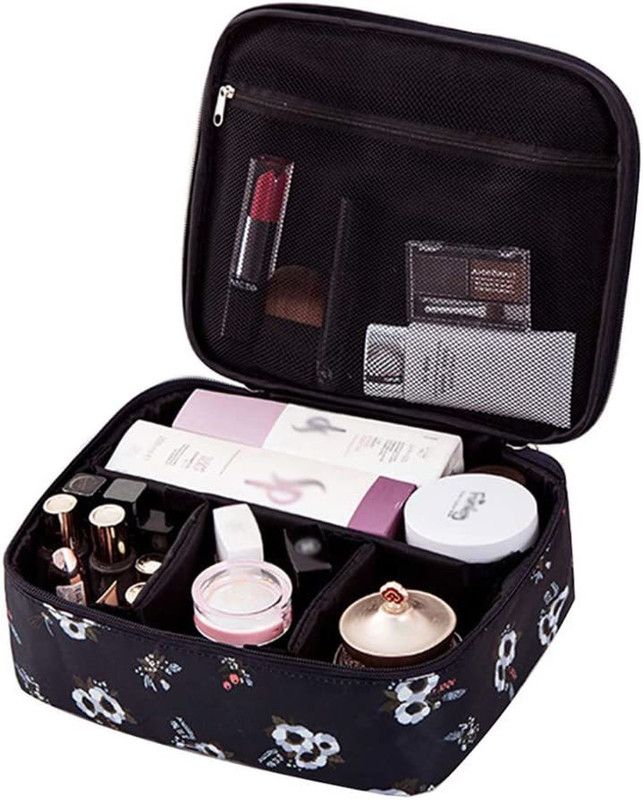 Favria Portable Toiletry Make up Bag Waterproof with Collapsible Compartments Travel Toiletry Kit  (Black)