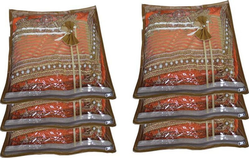 Aadhya Designer single Saree Covers Pack of 6  (Beige)