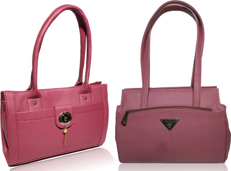 Women Purple, Pink Hand-held Bag - Extra Spacious  (Pack of: 2)