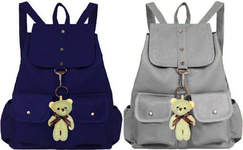 Latest Pu Leather Trendy Backpack Used For Women & Girls Backpack 7 L No Backpack  (Blue, Grey)