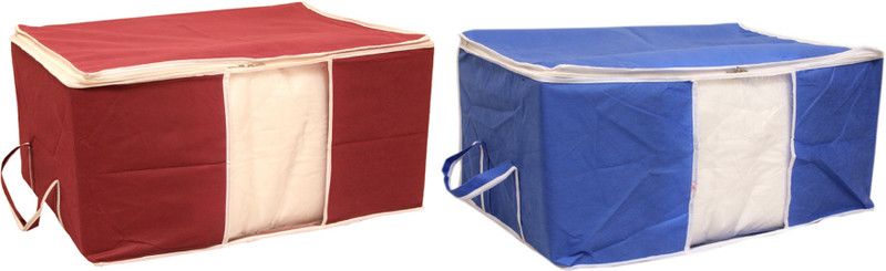 KUBER INDUSTRIES Underbed Storage Bag Non Woven Underbed Storage Bag, Extra Large Set of 2 Pcs, Maroon Royal Blue CTSN077  (Maroon,Royal Blue)