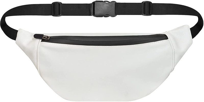 SYUTM Unisex Waist Pack Travel Handy Hiking Zip Pouch for Men and Women leather Adjustable Strap (Show White) WAIST BAG  (White)
