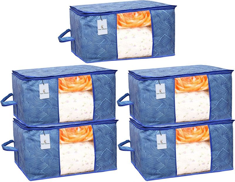 KUBER INDUSTRIES Non-Woven Leheriya Design Underbed Storage Bag, Storage Organiser5 CTKTC0151895  (Royal Blue)