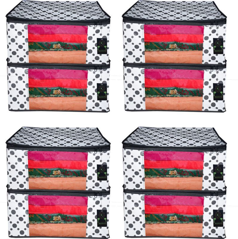 JK COVERS Best Stitching and High Quality Designer Non Woven 8 pieces non woven fabric saree cover Polka Dots Designer  (Black)