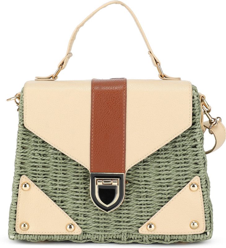 Green, Beige Women Sling Bag - Medium