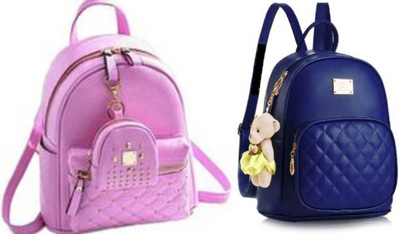 Small 5 L Backpack Women Stylish backpack  (Blue, Pink)