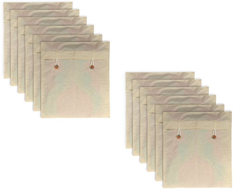 Emerson 12 Reusable Cotton Saree Covers Pack of 12 of 16 x 14 inche for Clothes Storage Reusable Cotton Saree Cover  (Off White)