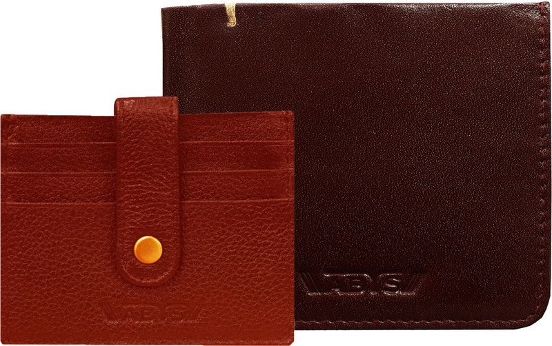 Men Formal Brown Genuine Leather Wallet  (12 Card Slots, Pack of 2)