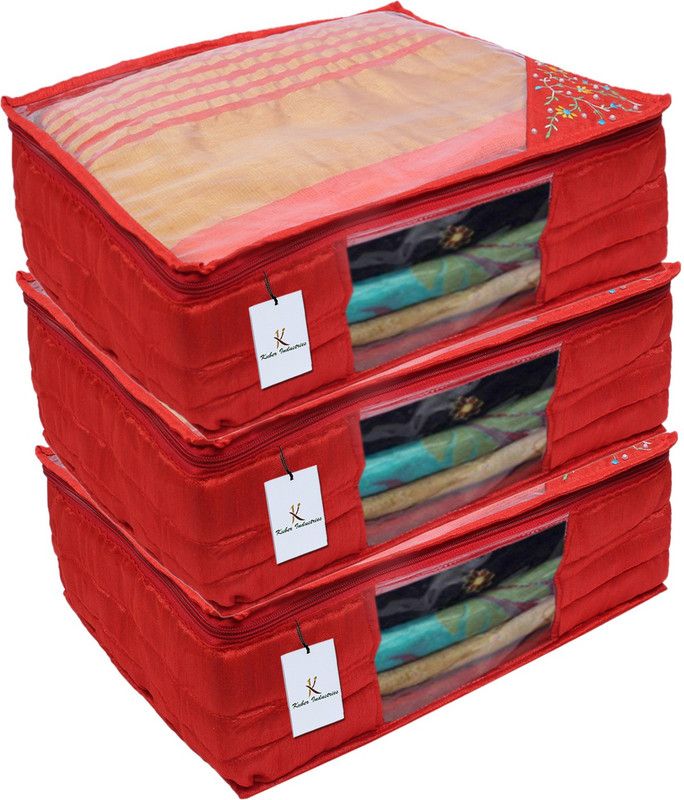 KUBER INDUSTRIES Embroidry Design 3 Pieces Saree Cover (Red) -CTLTC10619 CTLTC010619  (Red)