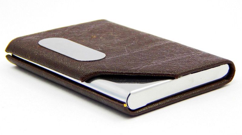 Men Casual Brown Artificial Leather Card Holder - Mini  (1 Card Slot)