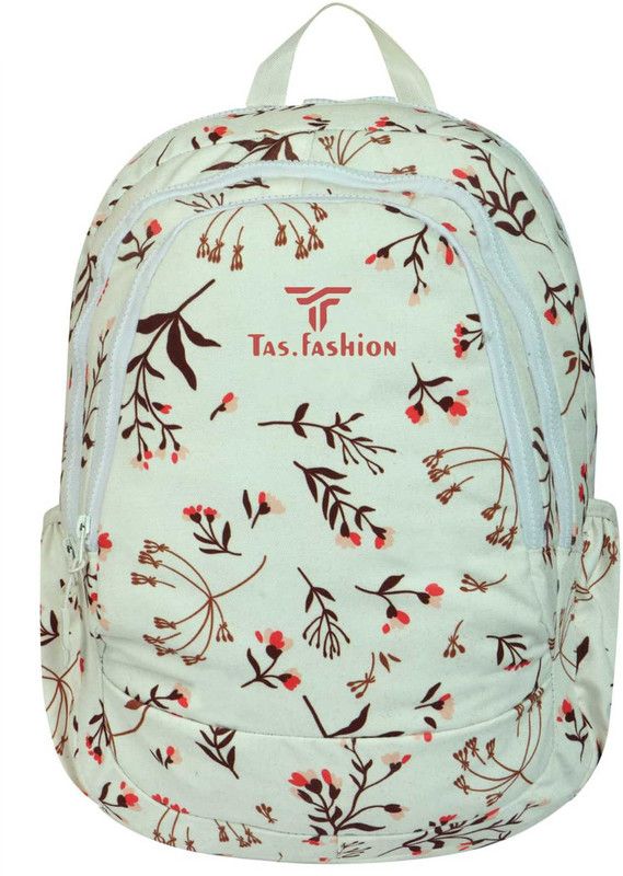 Large 35 L Laptop Backpack New stylish leaf printed white colour backpack for women  (White)