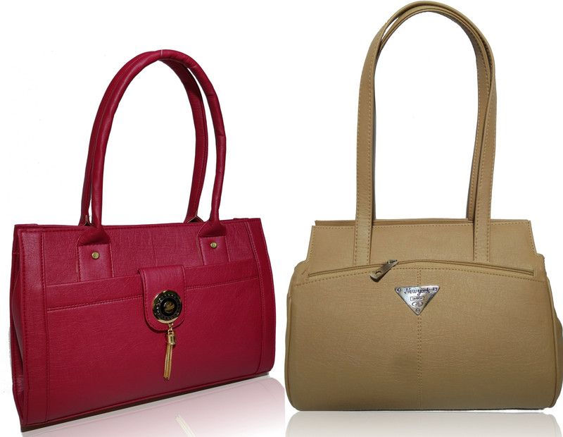 Women Maroon, Khaki Hand-held Bag - Extra Spacious  (Pack of: 2)