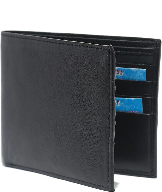 Men Trendy Black Genuine Leather Wallet  (8 Card Slots)