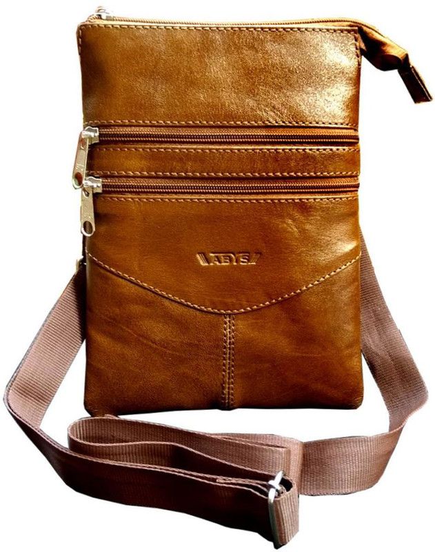 100% Genuine Leather Brown Travel Bag||Stylish bag ||Carrying books||Messenger Bag Men & Women Small Travel Bag - Small  (Tan)