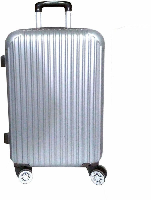 Small Cabin & Check-in Set (59 cm) - 22 inch Business Class Boarding Rolling Laptop Cabin Case Luggage Travel Trolley Box with 4 Wheels - Silver Colour - Silver