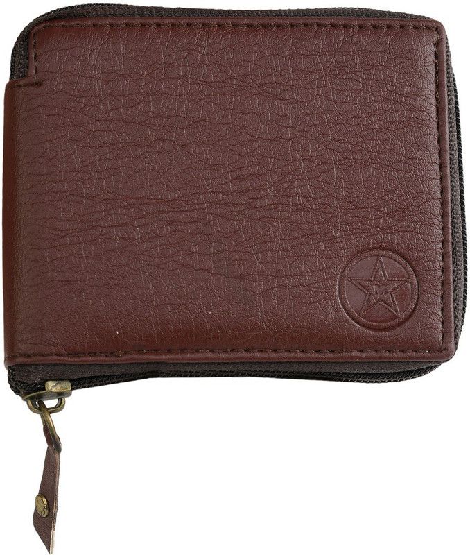 Men Casual Brown Artificial Leather Wallet - Regular Size  (3 Card Slots)
