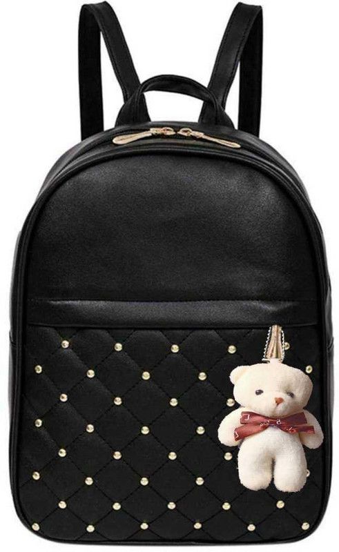 Small 8 L Backpack Burfi Taddy Dom Black  (Black)