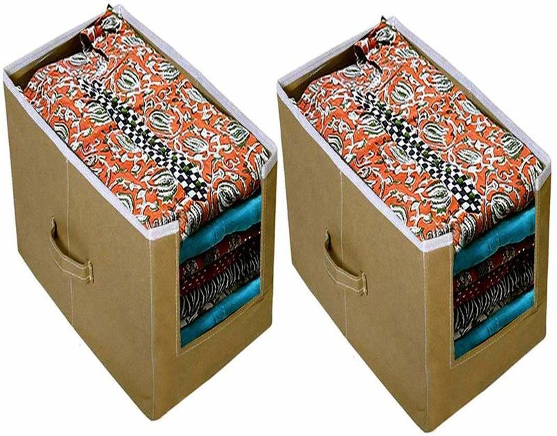 ARVANA storage organizer,Stacker shirt cover for wardrobe closet and drawer organiser set of 2 ABC112  (Brown)