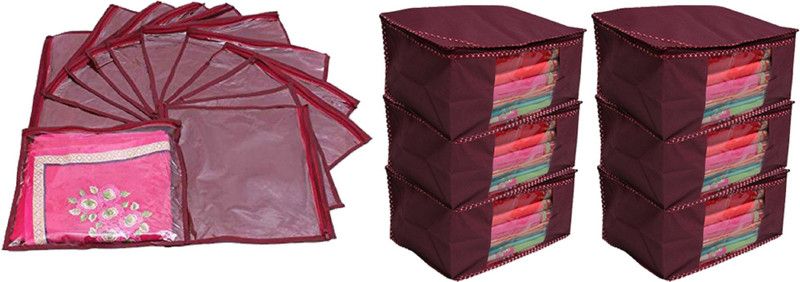KUBER INDUSTRIES Designer " Saree Cover Combo 6 Pcs Set And Single Packing Saree Cover COMBHATHKADI23  (Maroon)