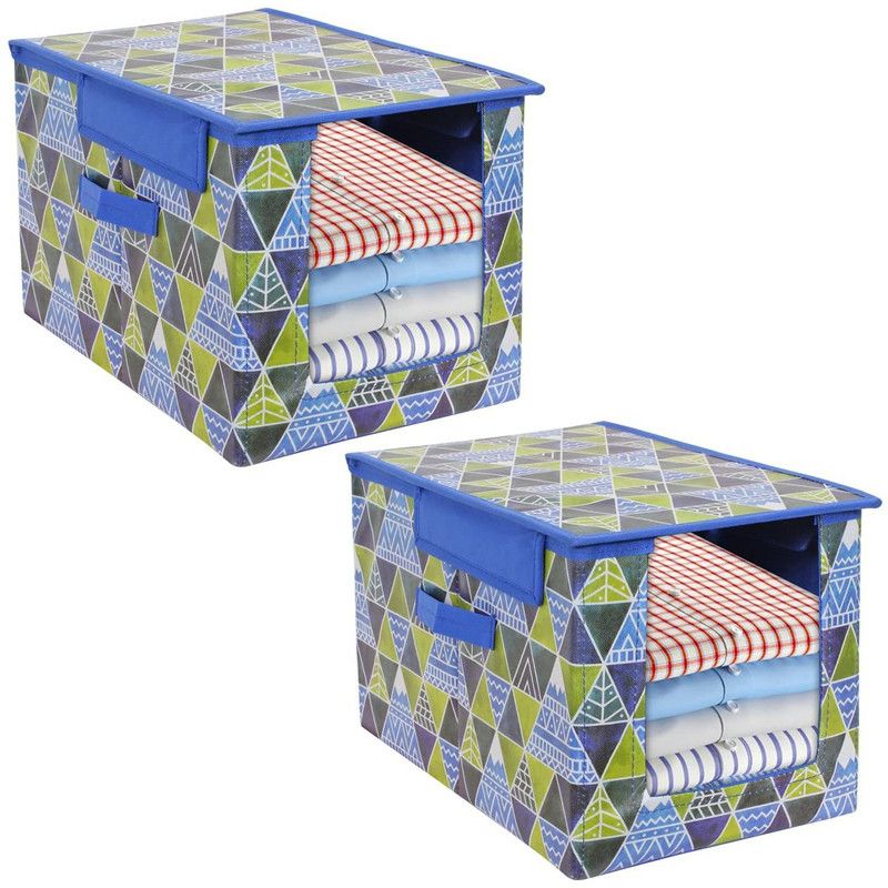 PrettyKrafts Shirt cover orgonizer Shirt Stacker Cloth Storage Foldable Wardrobe Organizer with Cover Lid shopsy_F2223_TrioMulti_2  (Multicolor)