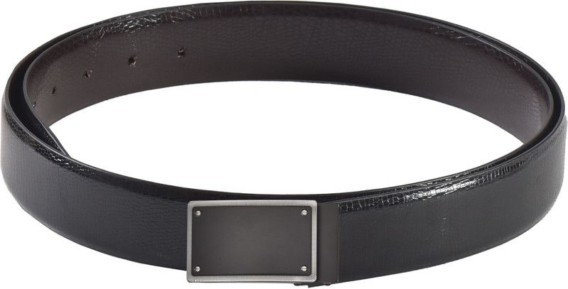 Men Party Black Genuine Leather Reversible Belt