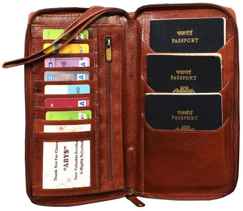 Men Casual Brown Genuine Leather Wrist Wallet - Regular Size  (8 Card Slots)