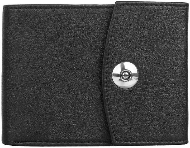 Men Black Artificial Leather Wallet - Mini  (8 Card Slots)