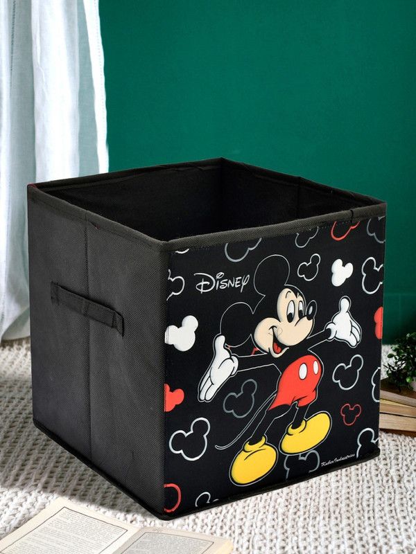 KUBER INDUSTRIES Designer Disney Mickey Mouse Print Wardrobe Organiser Cube KUBMART02314  (Black)