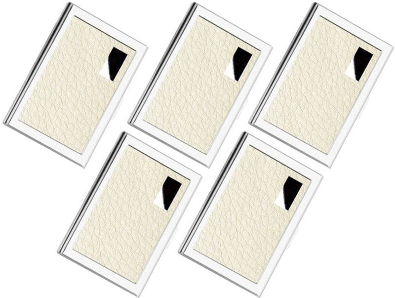 MSNL High Quality Stainless Steel & Synthetic Leather White (Pack of 5) ATM 6 Card Holder  (Set of 5, White)