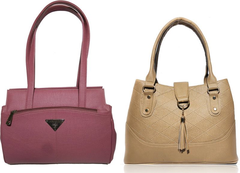 Women Purple, Khaki Shoulder Bag - Extra Spacious  (Pack of: 2)