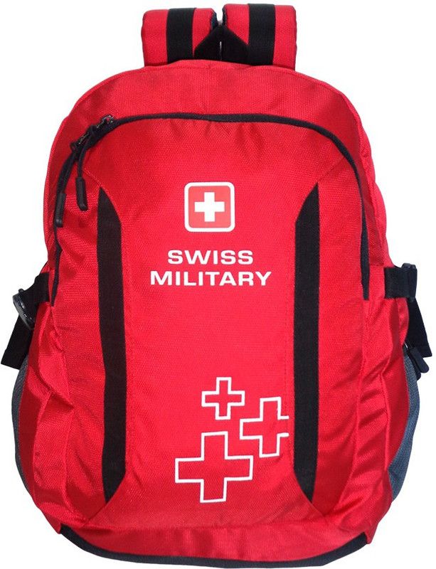 Medium 23 L Laptop Backpack Polyester  (Red, Black)