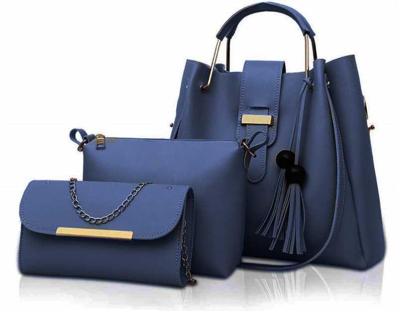 Women Blue Hand-held Bag - Extra Spacious  (Pack of: 3)