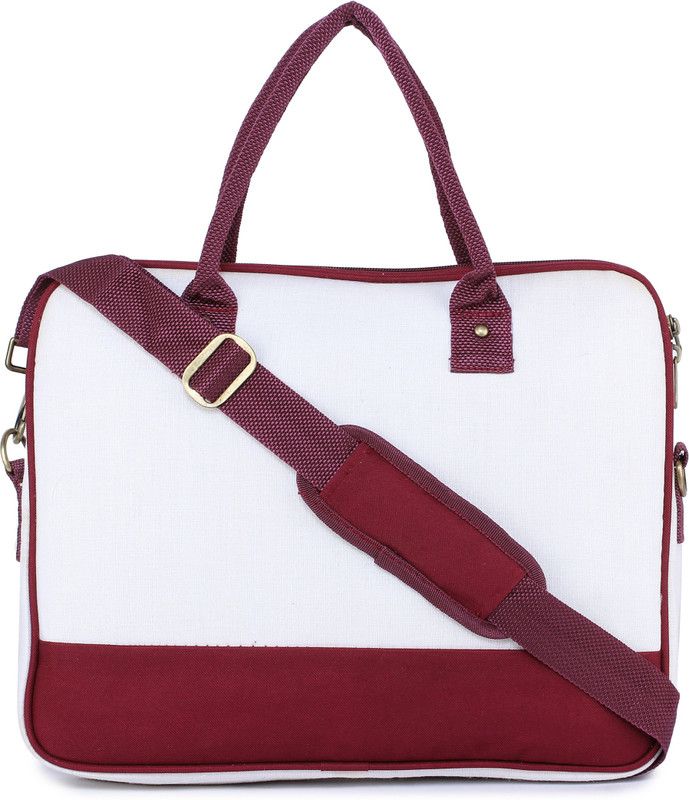 15 inch Inch Laptop Messenger Bag  (Beige, Maroon)