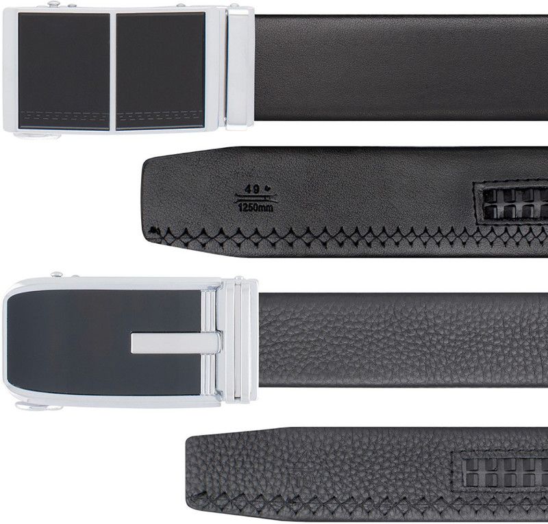 Men Casual, Formal, Party Black, Silver Genuine Leather Belt