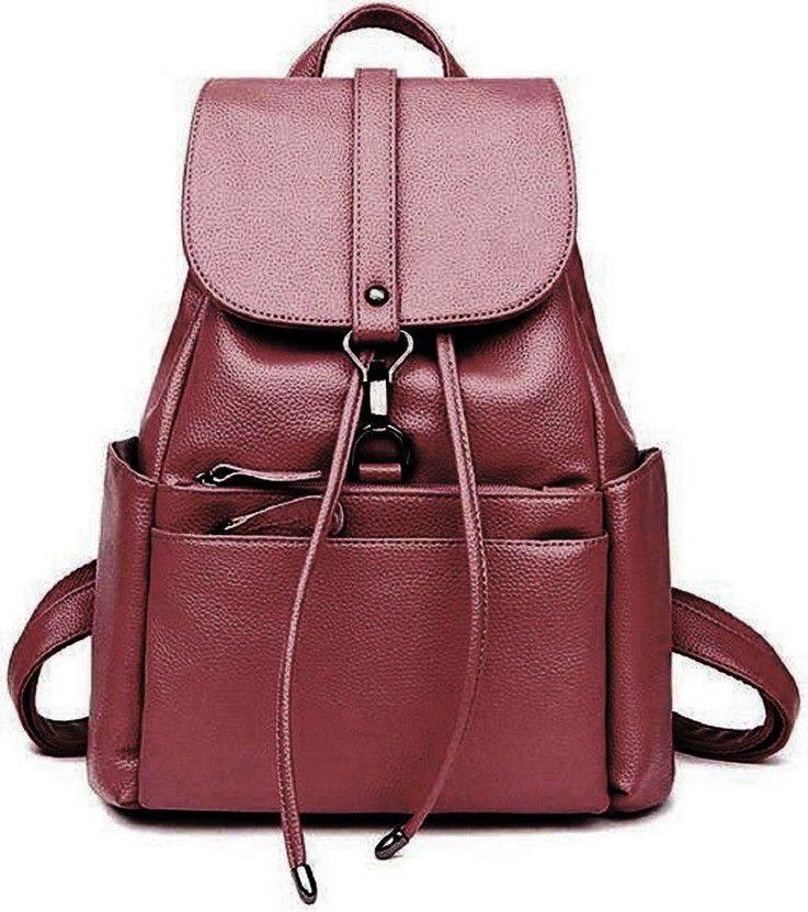 Small 10 L Backpack New Trend Women PU Leather Backpack School Bag Student Backpack Travel Bag Tuition Bag Collage Bag  (Maroon)