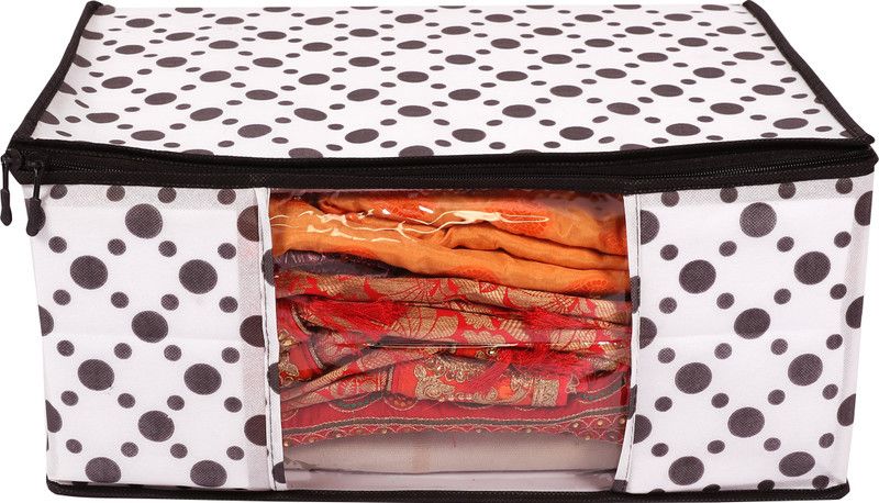 NEVKEY WHITE DOTTED Non Woven Saree Cover, Wardrobe bag storage saver bag pack of 1  (White)