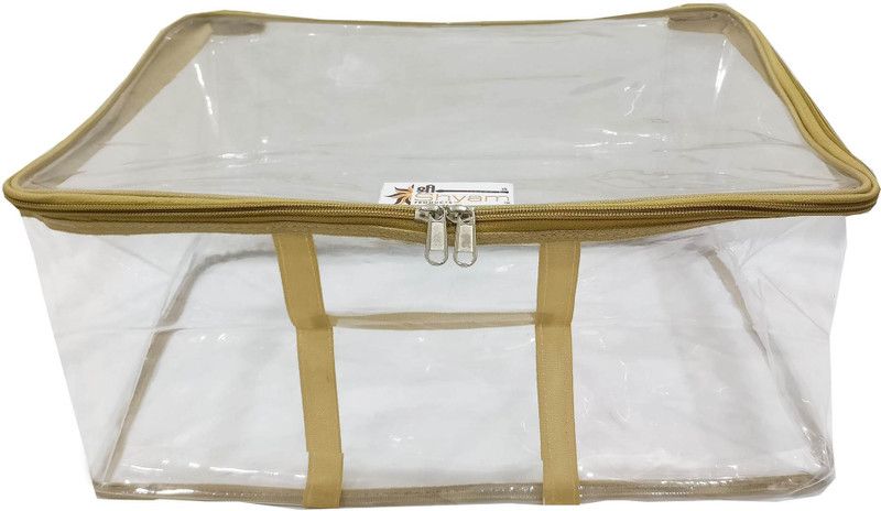 Shree Shyam Products Transparent Storage Saree Cover With Handle 1 Pcs Set Capacity of 8 Sarees SS-153_1 PC  (Golden)