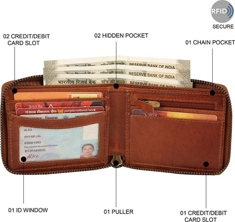 Men & Women Travel, Evening/Party Brown Genuine Leather RFID Wallet - Regular Size  (8 Card Slots)