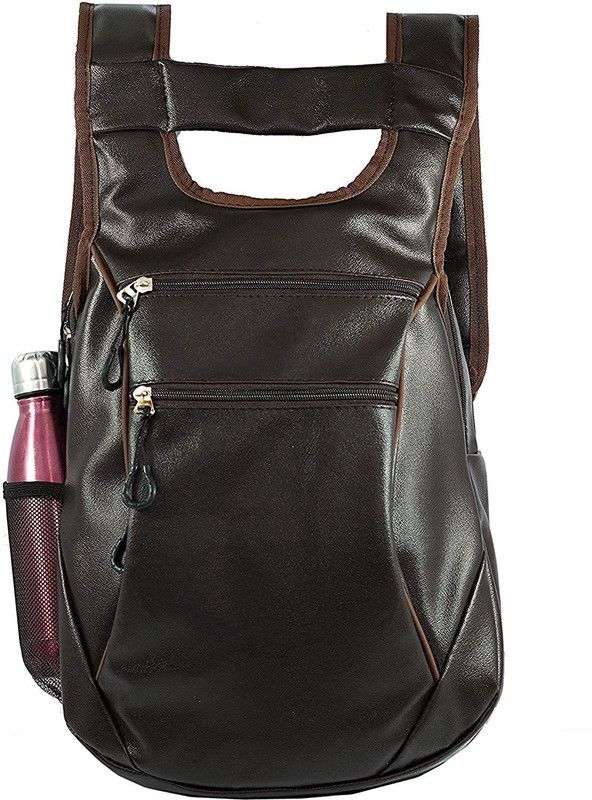Small 20 L Backpack Faux Leather Backpack College Tuition bag 20 liter  (Brown)