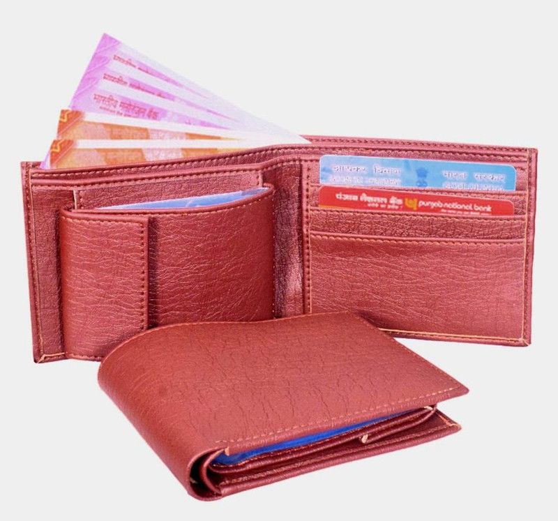 Men Trendy Brown Artificial Leather Wallet - Mini  (19 Card Slots)