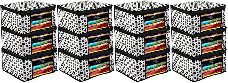 Sameer Enterprises Garments Cover Polka Dots 12 Non Woven Saree Cover Clothes Transparent Window (Black & White) 12  (Black, White)