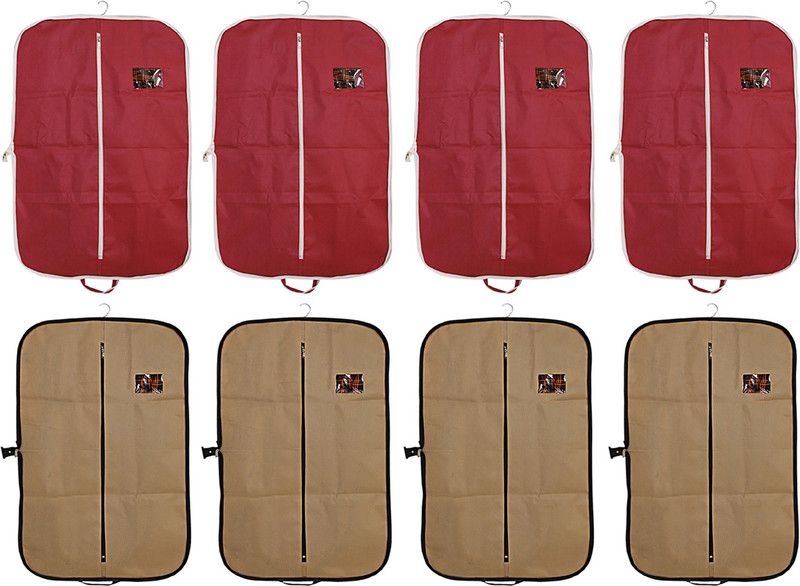 KUBER INDUSTRIES Coat cover 8 Pieces Foldable Non Woven Coat/Blazer Cover (Maroon & Brown) CTKTC02465  (Multicolor)